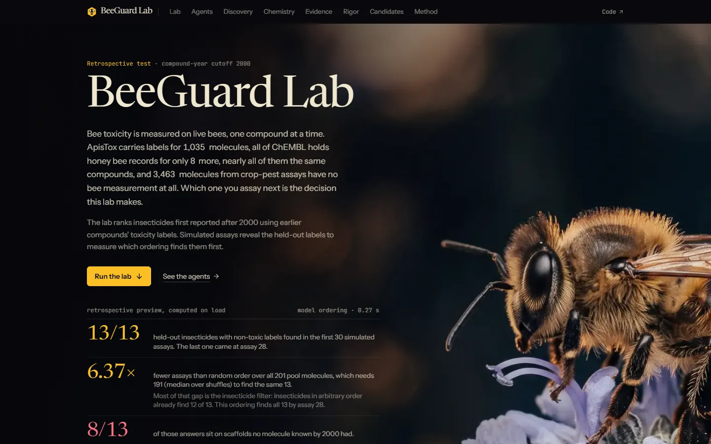 BeeGuard Lab 메인 데스크톱 화면
