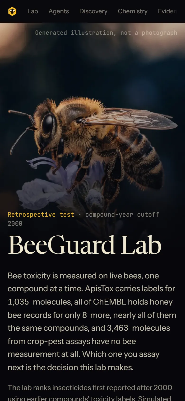 BeeGuard Lab 메인 모바일 화면